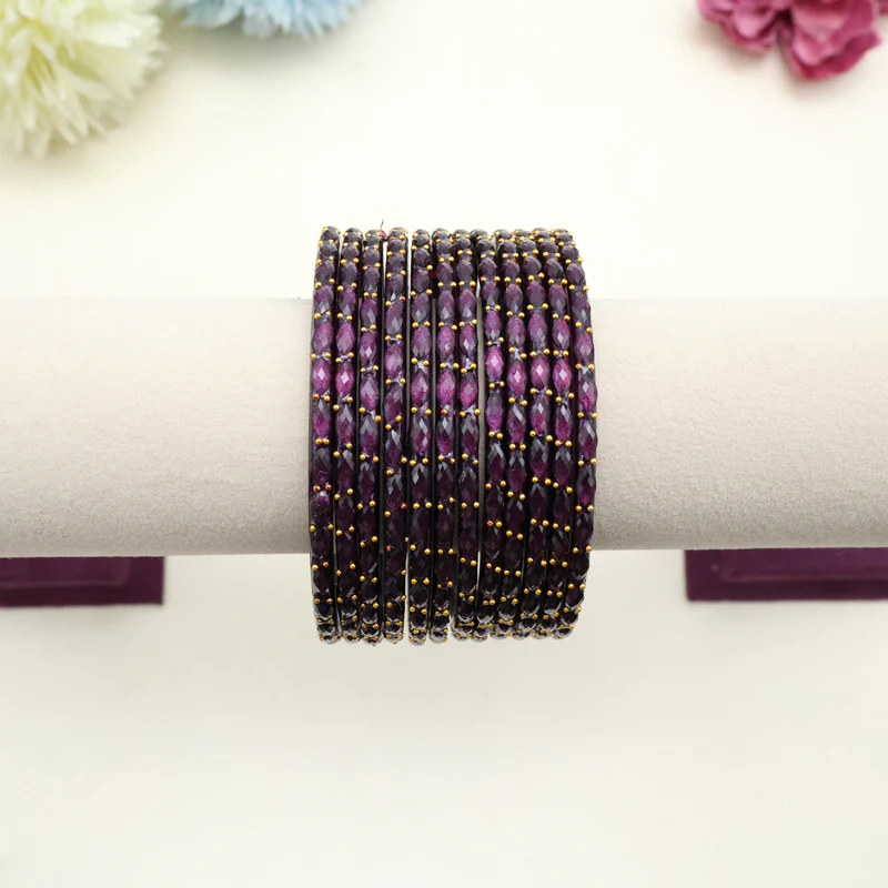Premium Raindrop Bangles (One dozen) - Grape Wine